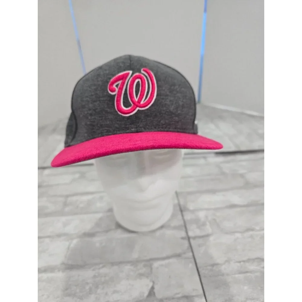 WASHINGTON NATIONALS Pink‎ & Black New Era 7 5/8 Fitted Hat, Baseball Cap